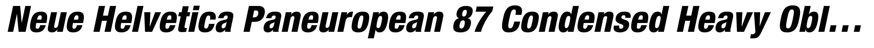 Neue Helvetica Paneuropean 87 Condensed Heavy Oblique